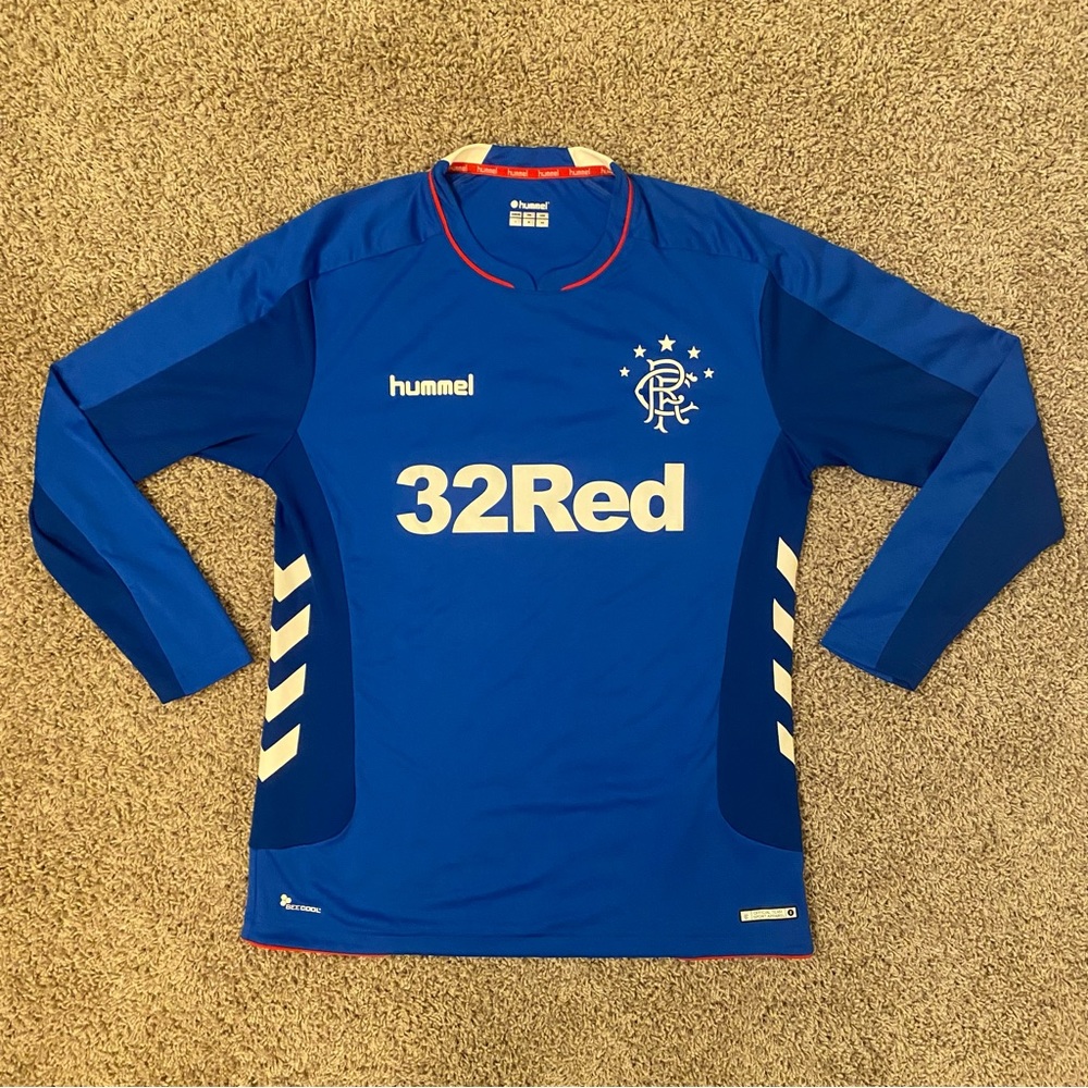 HUMMEL - Rangers F.C. 2018-19 Long Sleeve Home Kit Jersey - Size M/L